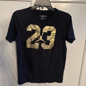 Jordan Shirt Boys Large Black Gold Jumpman 23 Basketball Logo Kids Youth